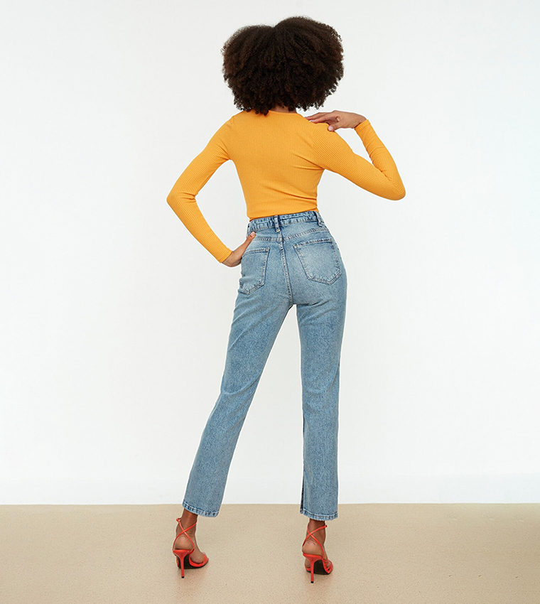 Slit High Waist Bootcut Jeans