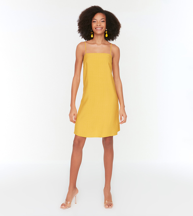 Yellow short dress casual cheap