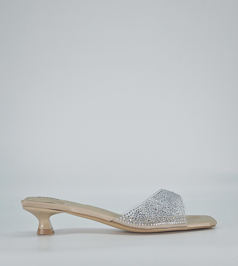 Buy Cuple Embellished Kitten Heel Sandals In Beige 6thStreet UAE