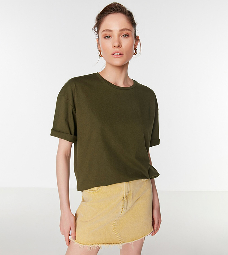 Khaki t shirt women's store