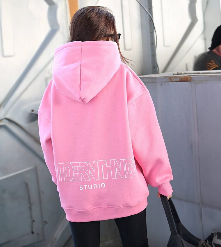 Pink long hoodie store
