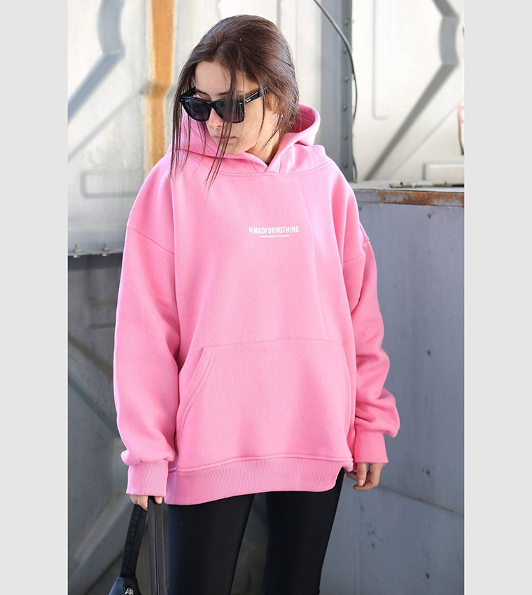 Pink long hoodie outlet
