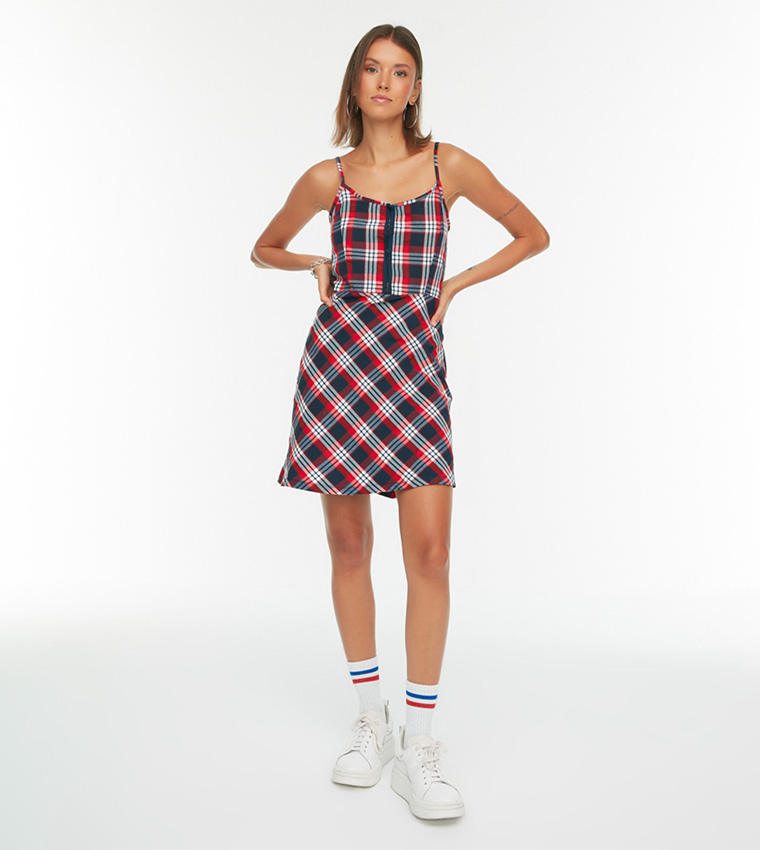 Buy Trendyol Strap Checkered Mini Dress In Multiple Colors
