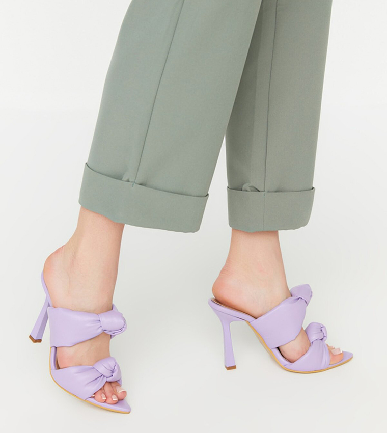 Purple open shop toe heels