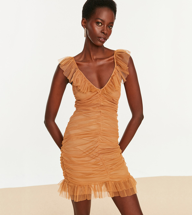 Ruched outlet string dress