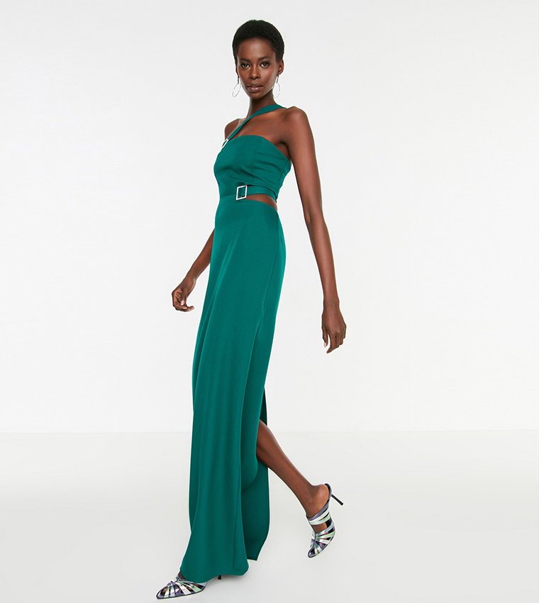 Buy Trendyol Classic Cut Out Evening Dress In Green 6thStreet Kuwait