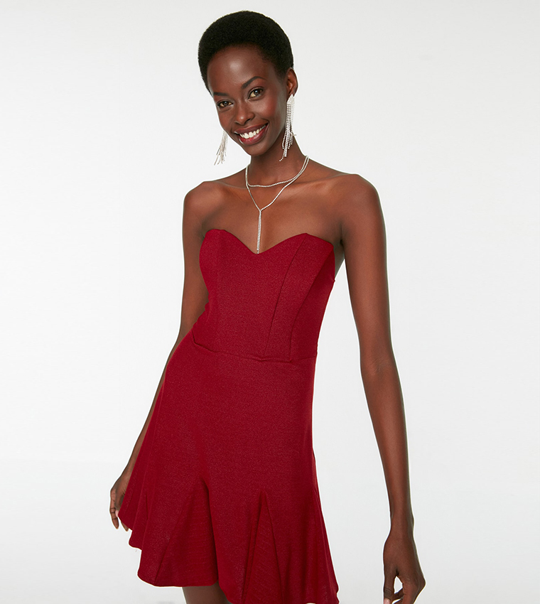 Strapless flounce dress outlet