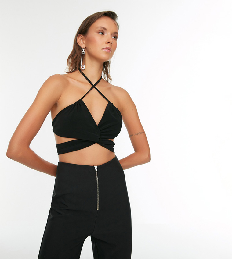 Buy Trendyol Knot Detailed Knitted Bustier In Black 6thStreet Bahrain