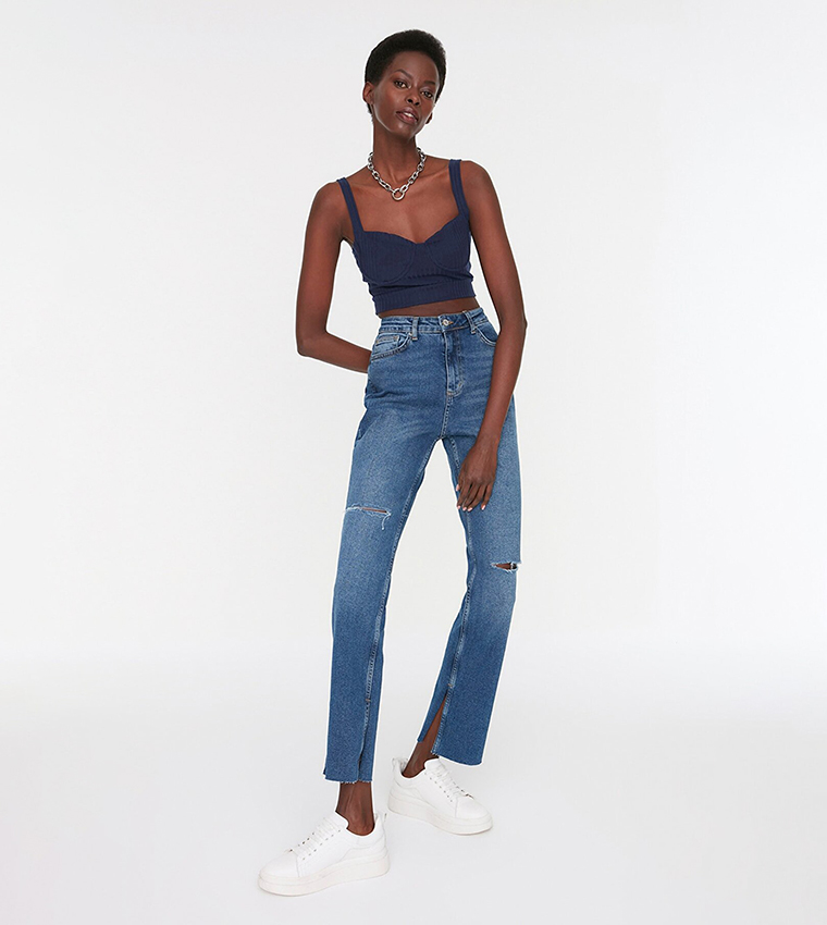 High waisted shop ripped flare jeans