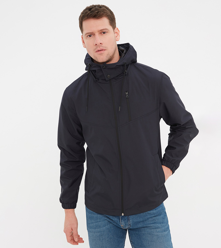 Buy Trendyol Regular Fit Zipper Hooded Jacket In NAVY BLUE | 6thStreet UAE