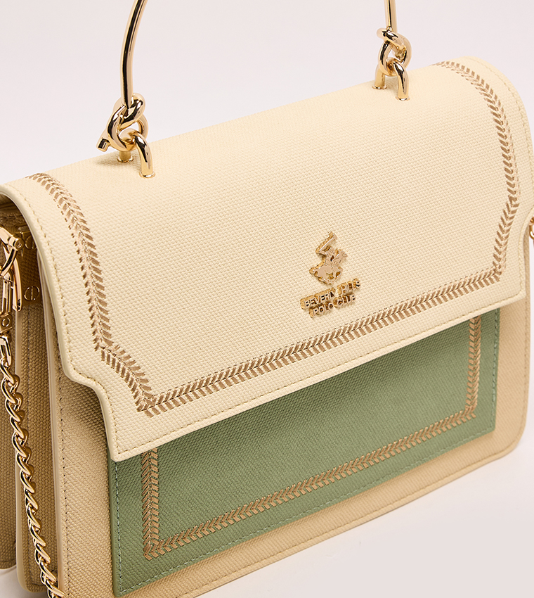 Color Block Top Handle Bag