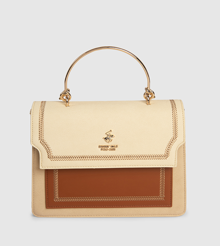 Color Block Top Handle Bag