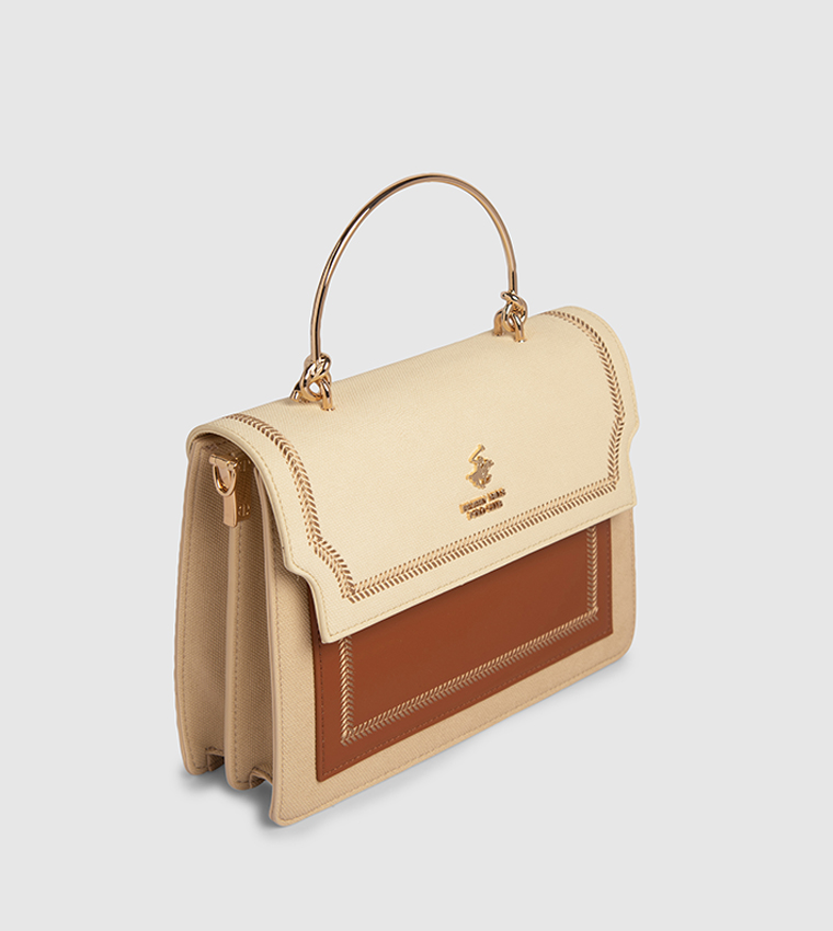 Color Block Top Handle Bag