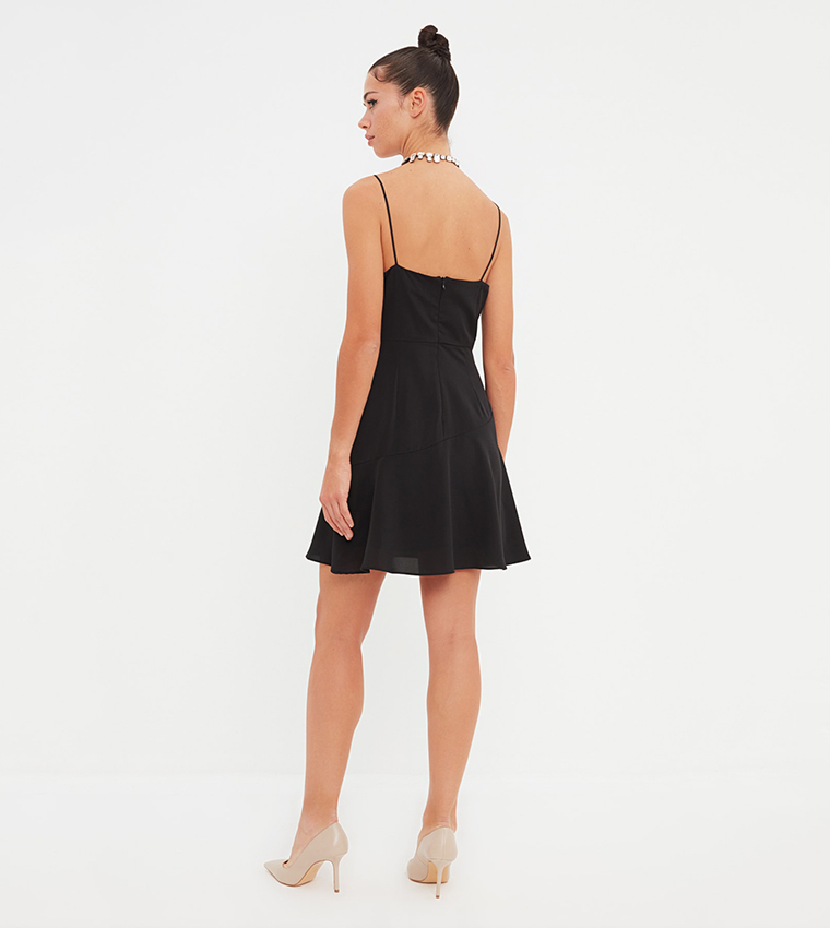 Buy Trendyol Cowl Neck A Line Mini Dress In Black | 6thStreet Oman