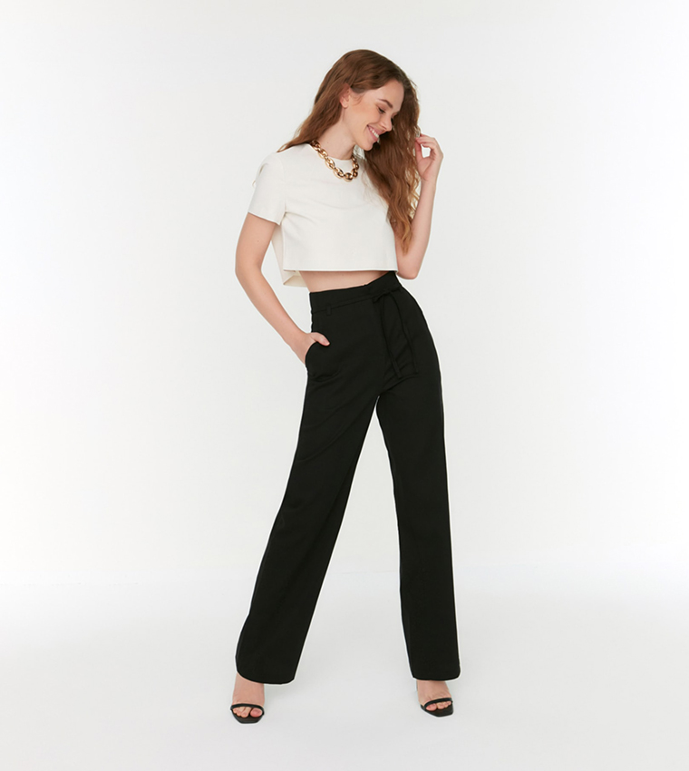 Buy Trendyol Lacing Detail Trousers In Black