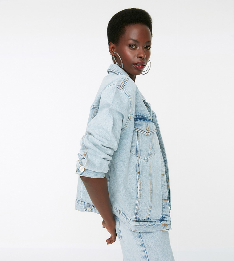 Oversized denim 2025 bomber jacket