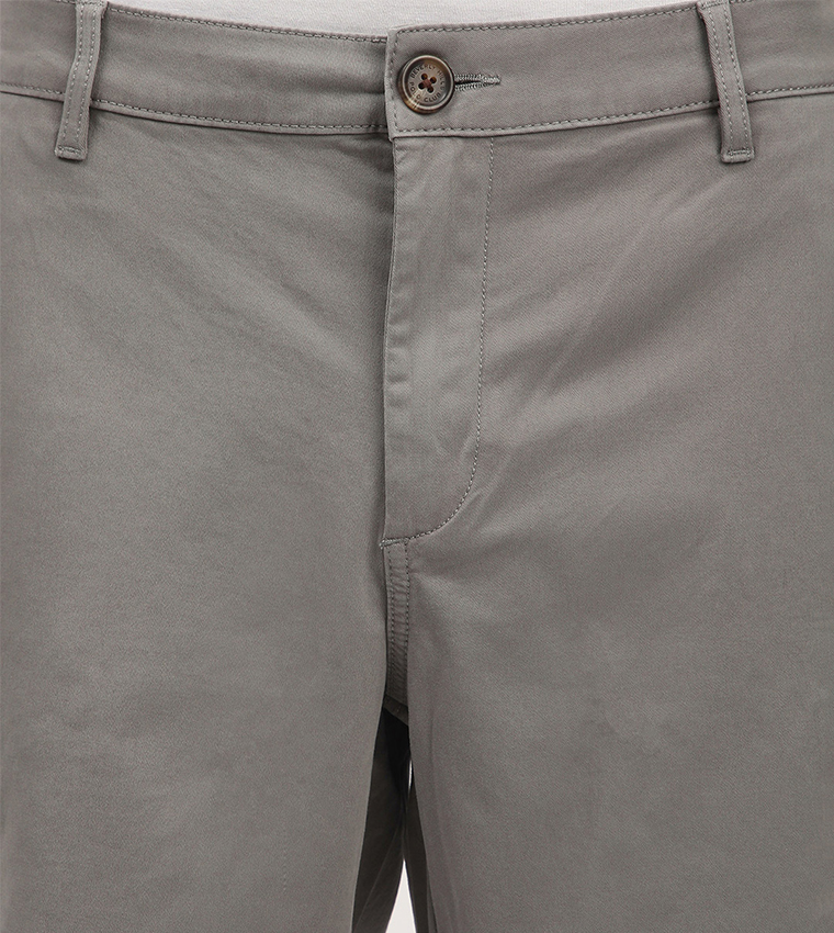 Solid Mid Rise Cargo Shorts
