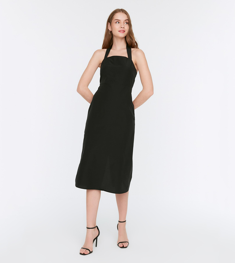 Buy Trendyol Halter Neck A Line Midi Dress In Black 6thStreet UAE