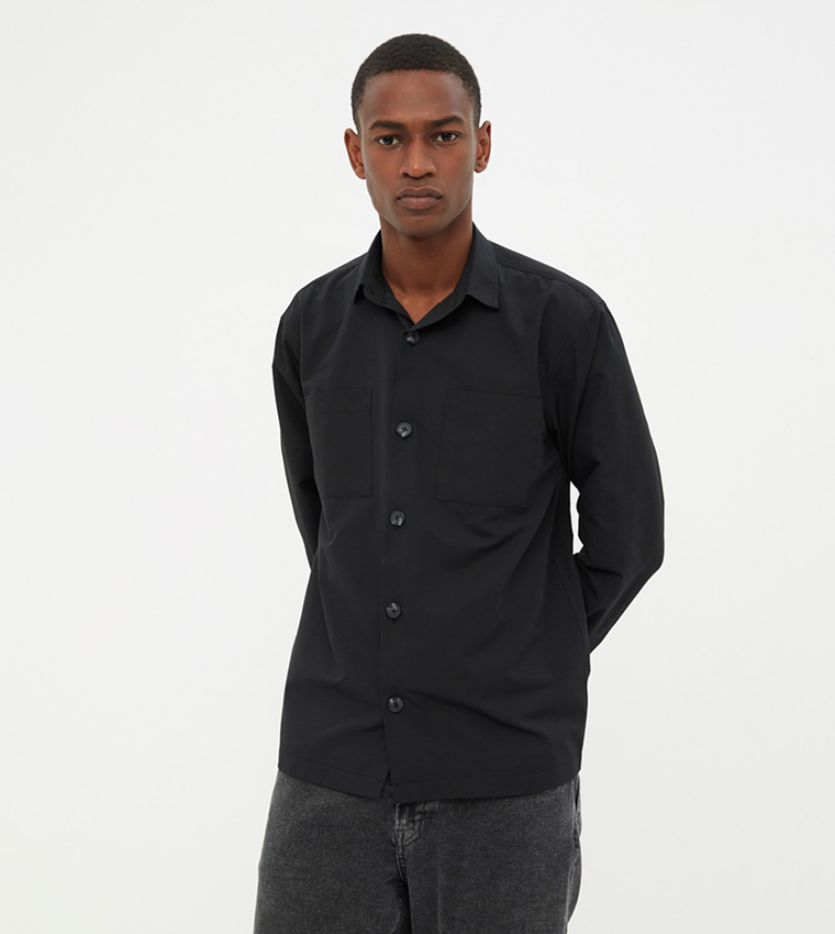 Buy Trendyol Casual Notch Collar Shirt In Black | 6thStreet Saudi Arabia