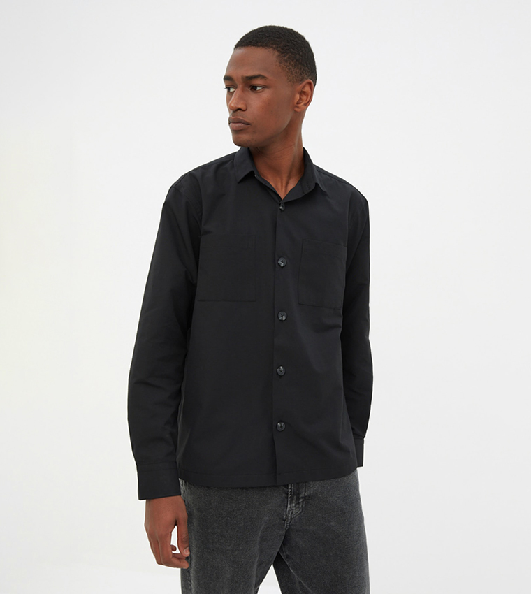 Buy Trendyol Casual Notch Collar Shirt In Black | 6thStreet Saudi Arabia