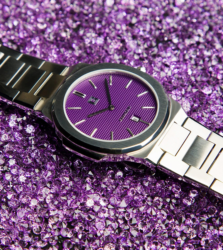 Buy Grandeur Ultra Thin Classic Analogue Watch In Purple