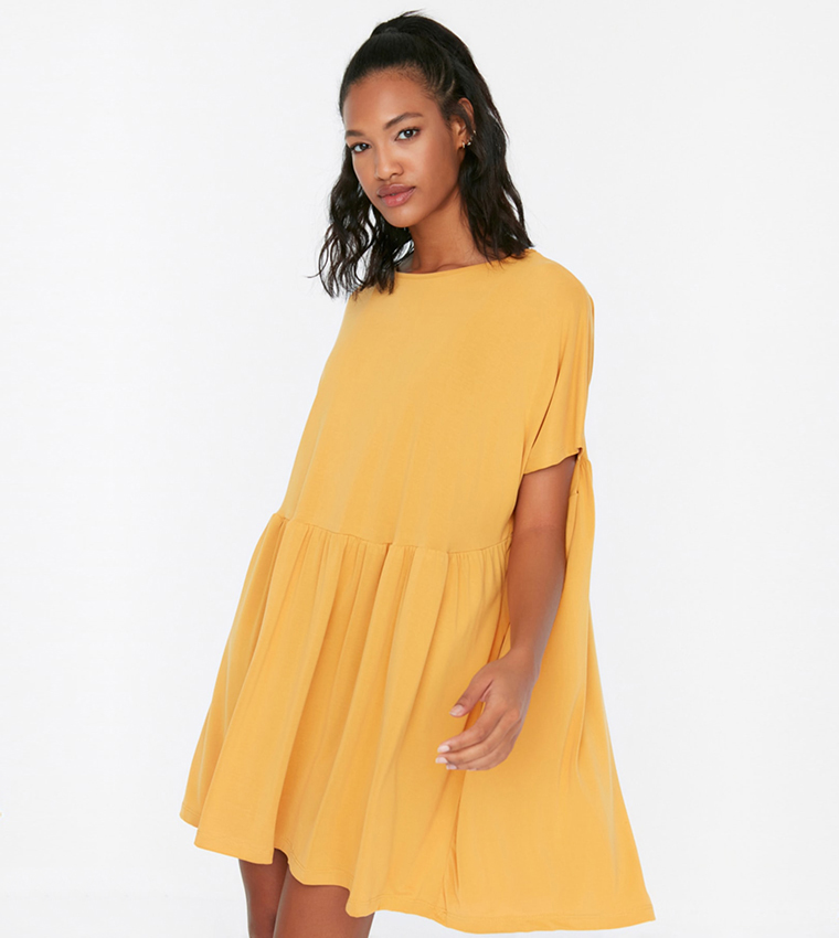 sachin and babi light blue dress Casual Mustard Bohemian Dress Low Price Mustard Yellow Evening Dress V-Neck  And A-Line Style main image 1