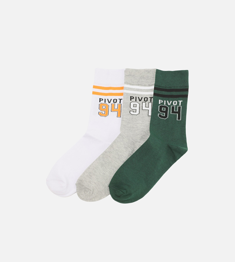 Pack of 3 Typography Knit Socks