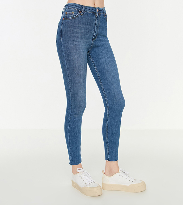 Buy Trendyol Cut Out High Waist Skinny Jeans In Blue 6thStreet Saudi