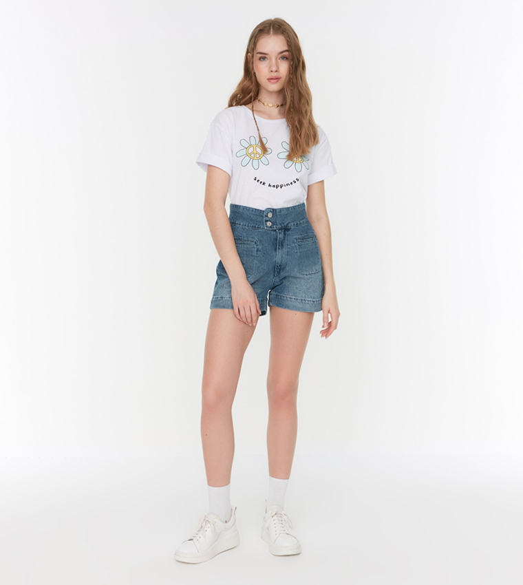 Belted Easy Denim Shorts 600065606ind