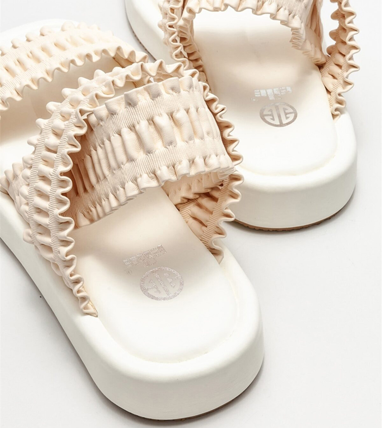 Buy Elle Ruched Strappy Flat Sandals In Beige 6thStreet Saudi Arabia