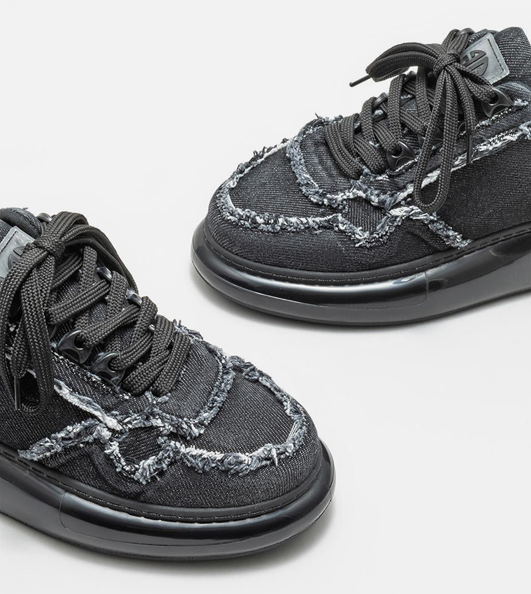 Lace-Up Denim Sneakers