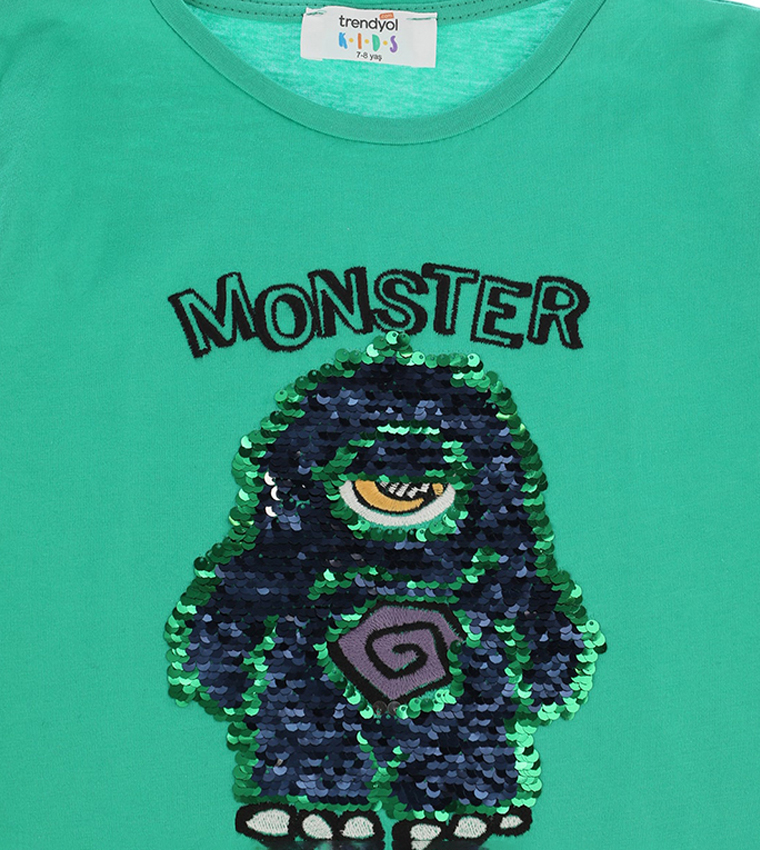Spinning Sequined Cycling Collar Boy's Knitted T-Shirt