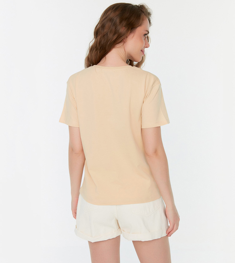TRENDYOL Damen Basic T-Shirt – Rundhals, Kurzärmlig, Aus 100% Baumwolle, Tailliert, In Verschiedenen Größen