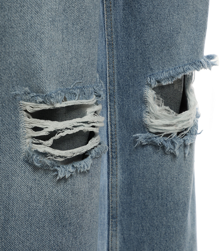 Buy Trendyol High Rise Ripped Wide Leg Jeans In Blue 6thStreet Qatar