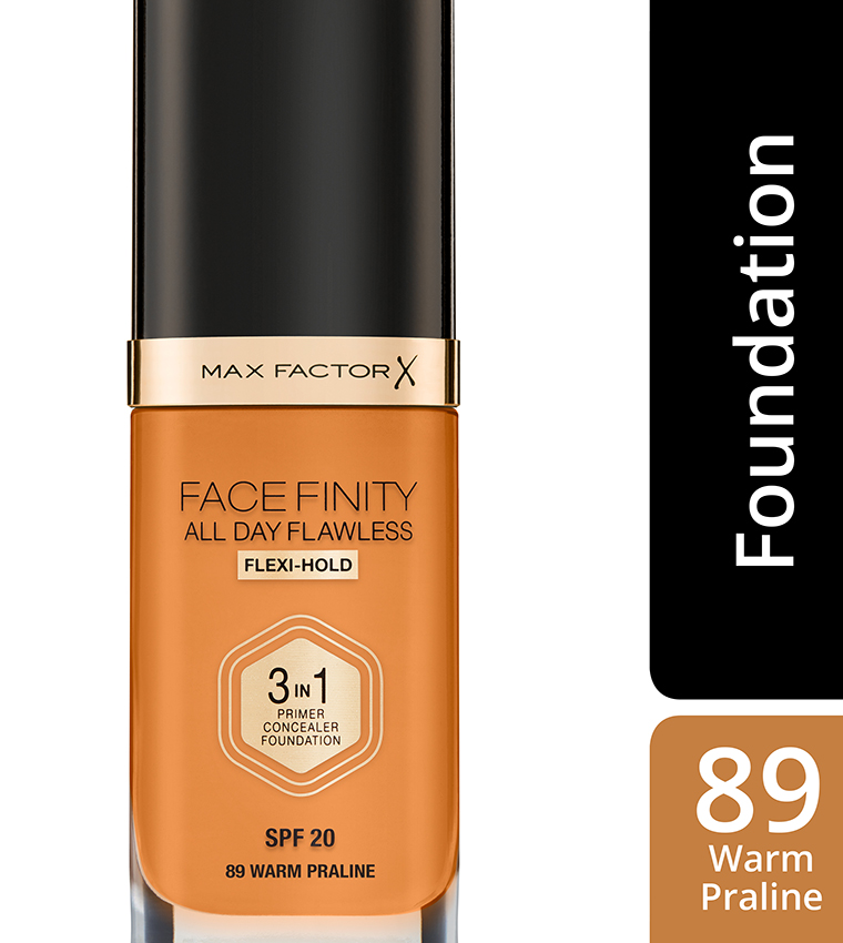 Facefinity All Day Flawless, Liquid Foundation, 3 In 1, 089 Warm Praline 30 ml