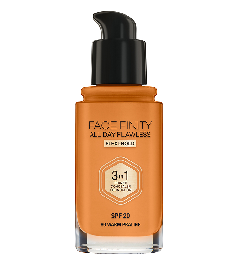 Facefinity All Day Flawless, Liquid Foundation, 3 In 1, 089 Warm Praline 30 ml