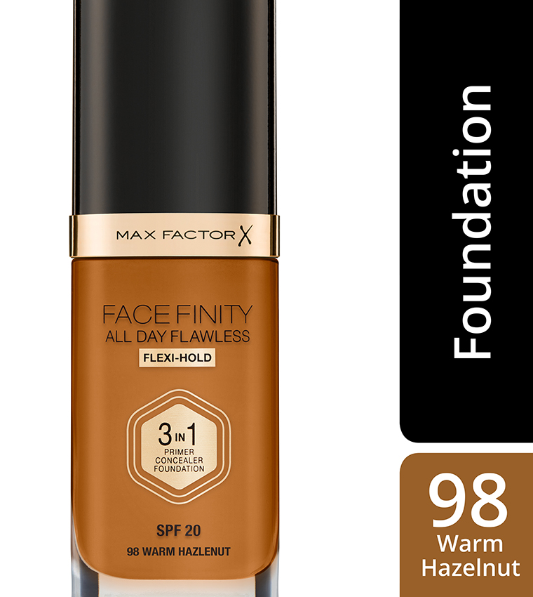 Facefinity All Day Flawless, Liquid Foundation, 3 In 1, 098 Warm Hazelnut, 30 ml