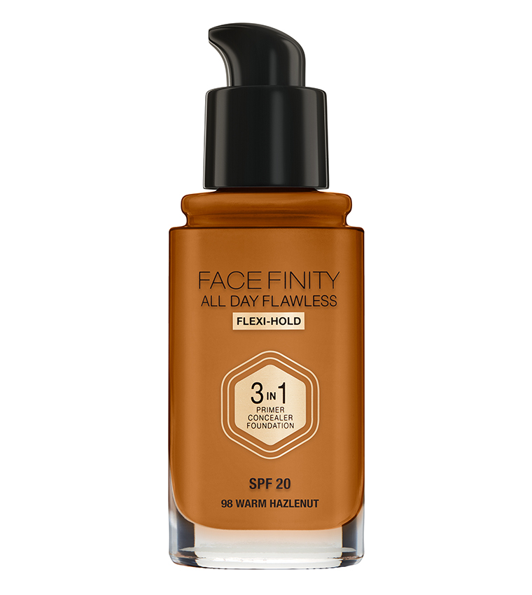 Facefinity All Day Flawless, Liquid Foundation, 3 In 1, 098 Warm Hazelnut, 30 ml