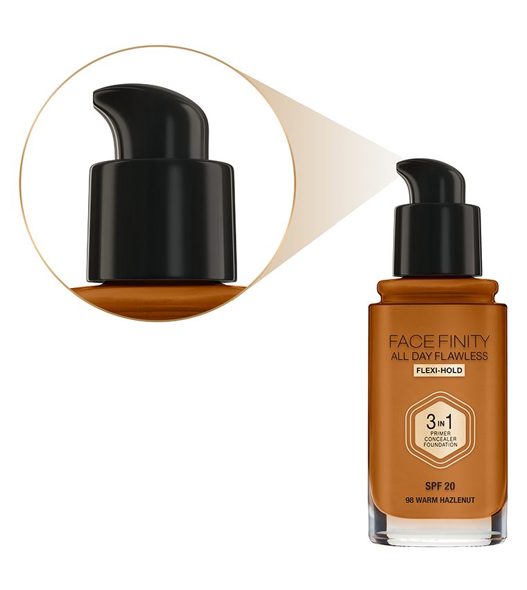 Facefinity All Day Flawless, Liquid Foundation, 3 In 1, 098 Warm Hazelnut, 30 ml