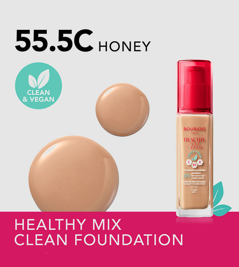 Healthy Mix Clean Foundation - 55.5C - Honey, 30ml 