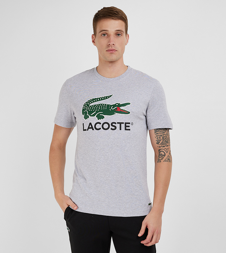 Buy Lacoste Logo Printed Crew Neck T Shirt In Grey | 6thStreet Saudi Arabia