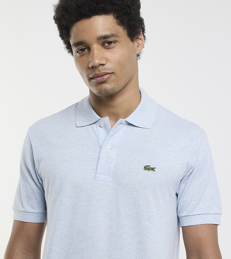 Logo Detail Heathered Petit Piqué Cotton Polo T-Shirt