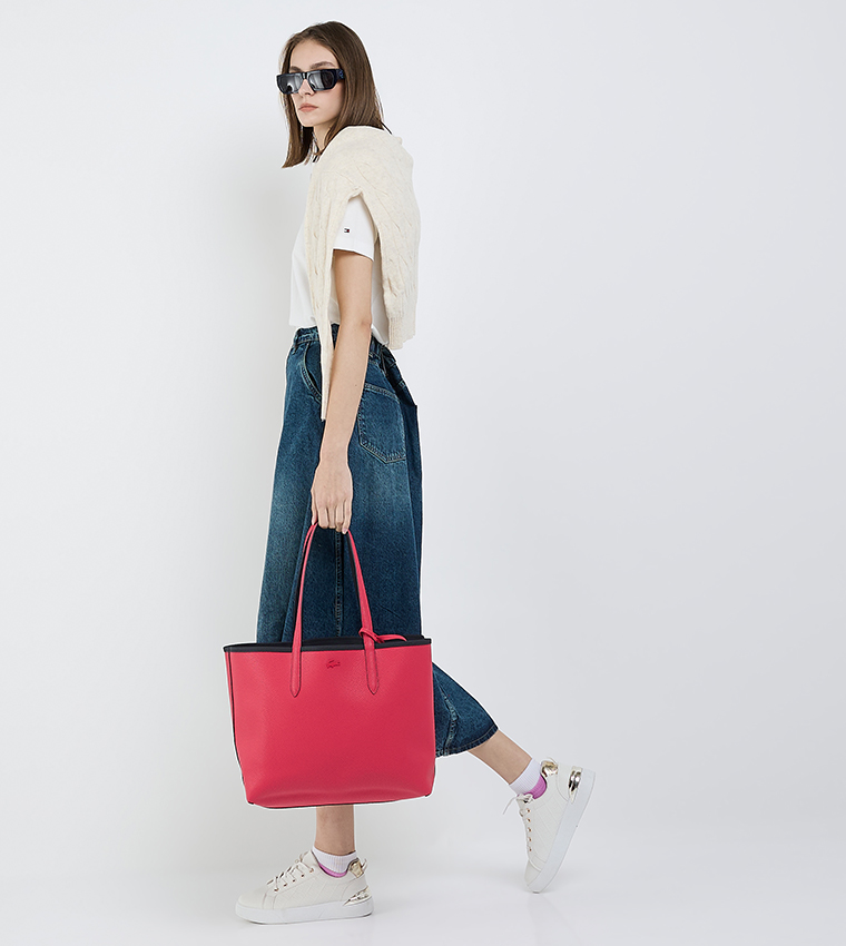 Textured Reversable Tote Bag with Pouch