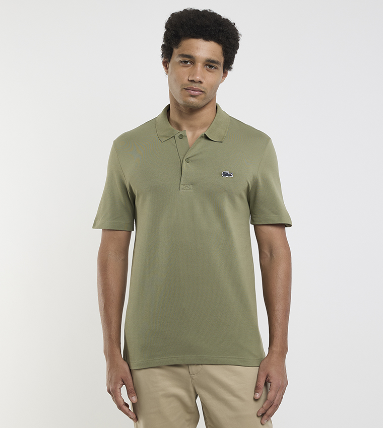 Buy Lacoste Logo Detail Regular Fit Polo T Shirt In Khaki