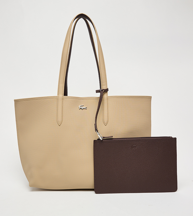 Textured Reversable Tote Bag with Pouch