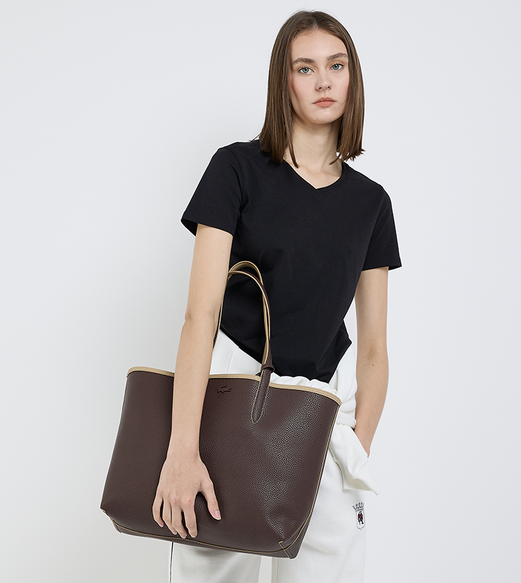 Textured Reversable Tote Bag with Pouch