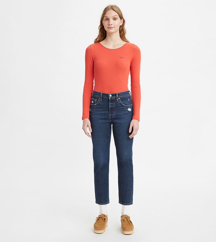 501 High Rise Straight Fit Cropped Jeans