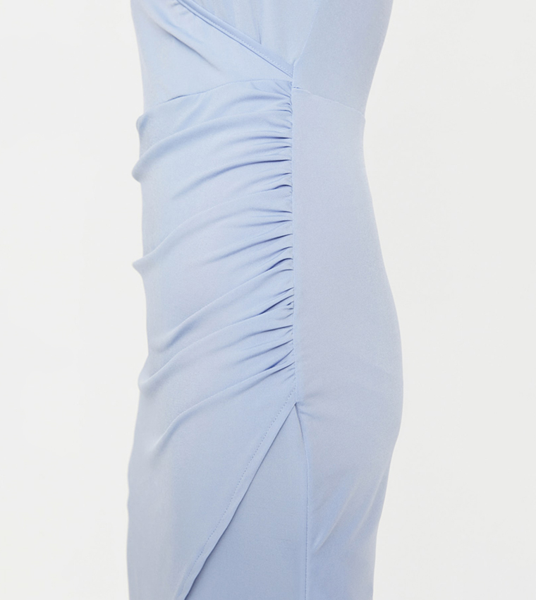 Buy Trendyol Ruffle Detailed Double Breasted Knitted Dress In Blue |  6thstreet Qatar