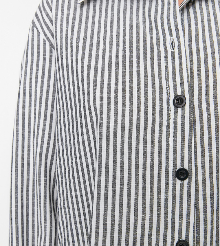 Notched Neck Balloon Sleeve Shirt