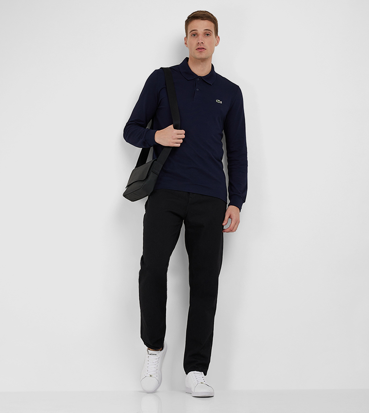 Buy Lacoste Logo Detail Long Sleeves Polo T Shirt In Navy 6thStreet Bahrain